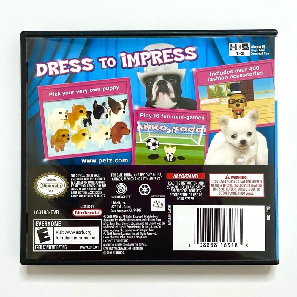 Nintendo DS Petz Dogs Fashion Game Dress Up Chihuahua Frenchie Training Fun Kids